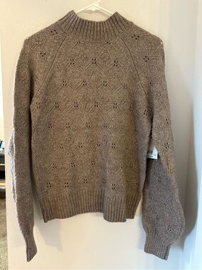 LC Lauren Conrad Taupe Eyelet Mock-Neck Sweater